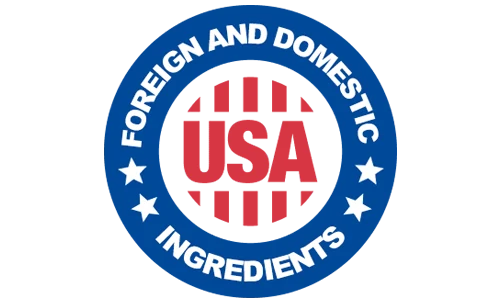 Made with foreign and domestic ingredients, formulated in the USA